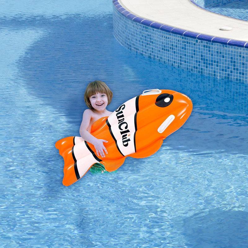 Inflatable Clown Fish Swimming Kickboard - 39" - Orange And White