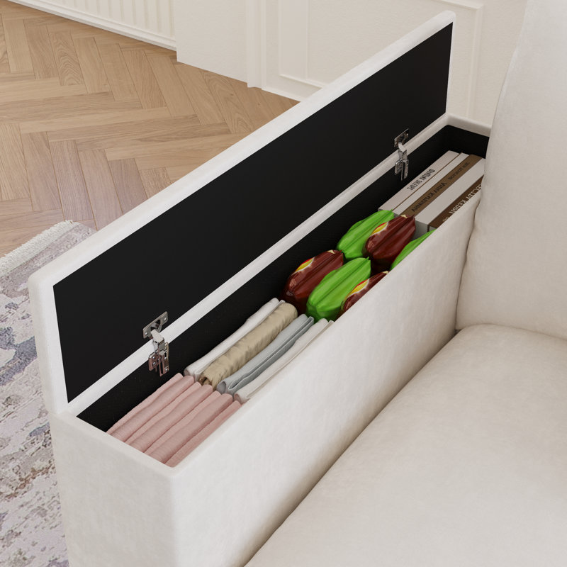 Canapé modulaire en L de 97 po avec rangement de 5 pièces, Beige