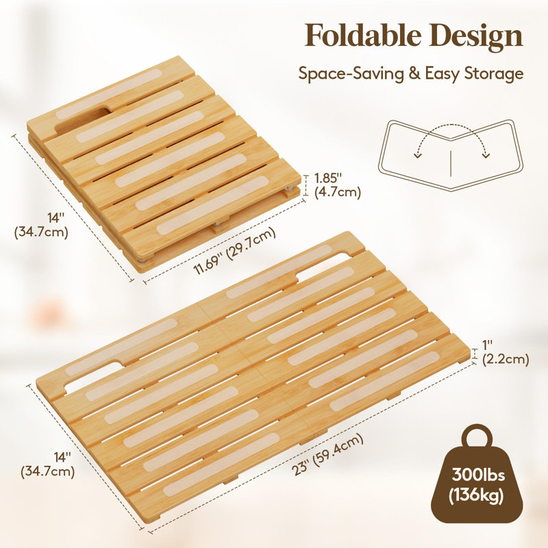Foldable Bamboo Non-Slip Bathroom Mat