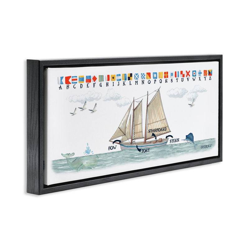Drapeaux de voile nautique, H 11 po x l 25 po, Cadre flottant noir de jais