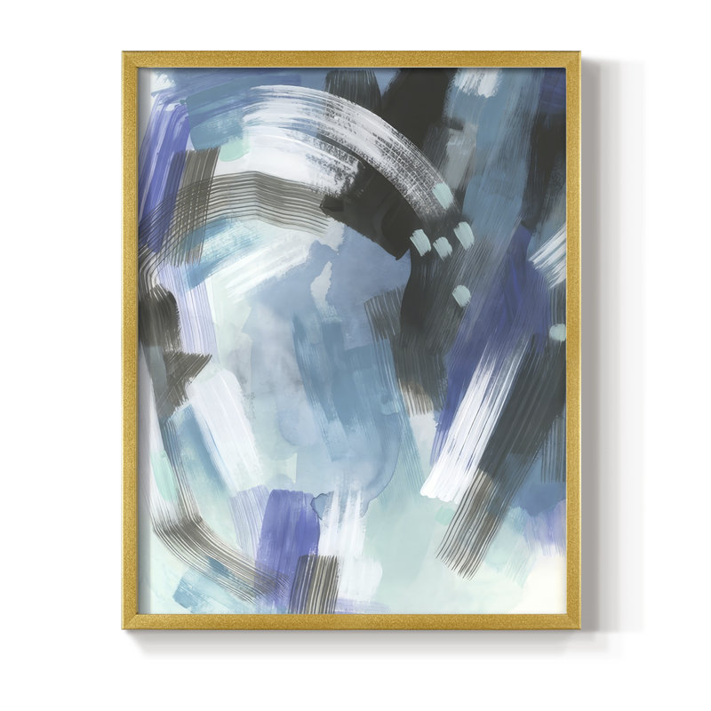Aquatic Crosshatch I, reproduction encadrée - bois massif, H 11 po x l 9 po, Doré