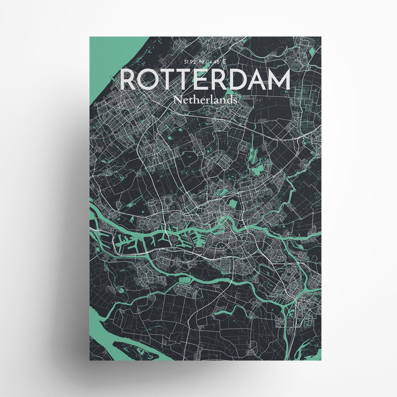 Rotterdam City Map in Dream 1 Piece Wall Art, 27.6cm H x 19.7cm W x 0.05cm D