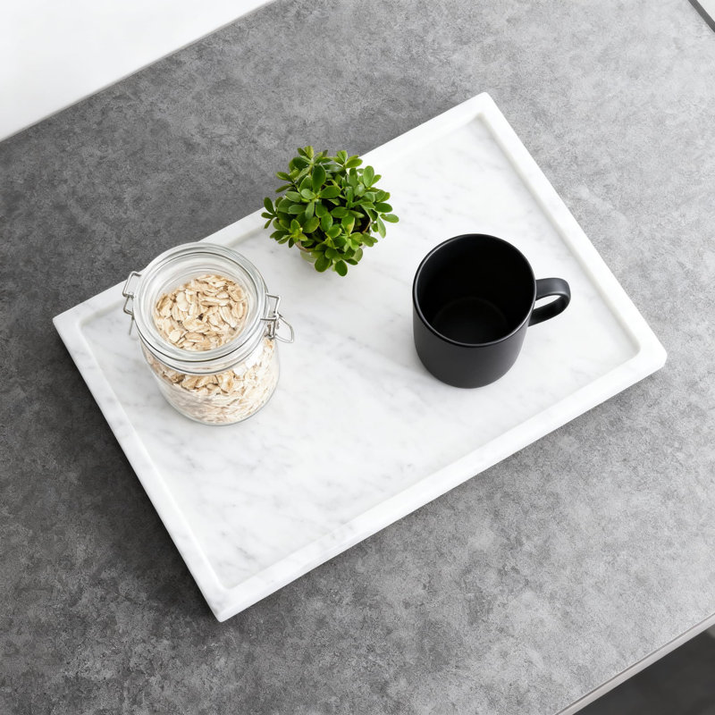 Marble Tray For Vanity & Home Decor, Heavy-Duty Non-Slip Stone Organizer For Perfume Display, Jewelry, Bathroom & Countertop