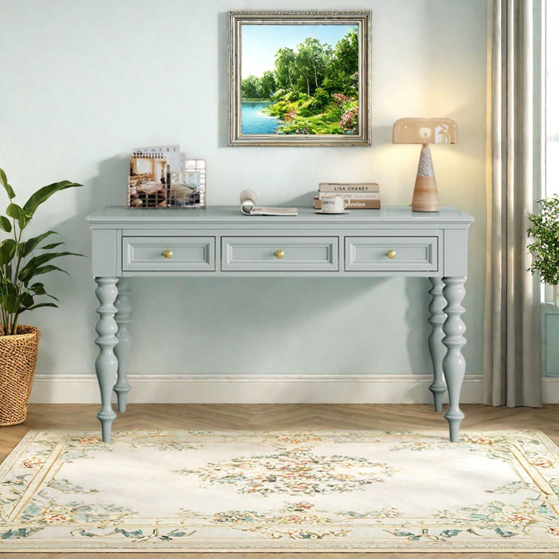 Bureau de rangement style français, Bleu clair, H 30,71 po x l 51,18 po x P 23,62 po
