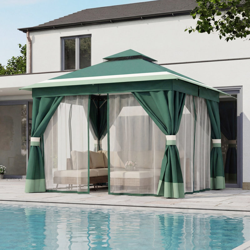 Pavillon de jardin en acier, 10 x 10 pi, GREEN GRADIENT (NOUVEAU)