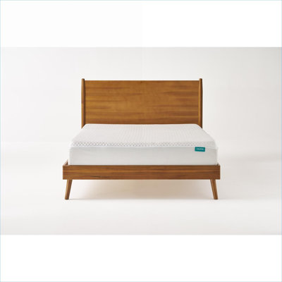 Full Size Natural-Toned Solid Acacia Wood Platform Bed, Clean Mid-Century Style for Everyday Bedroom Use
