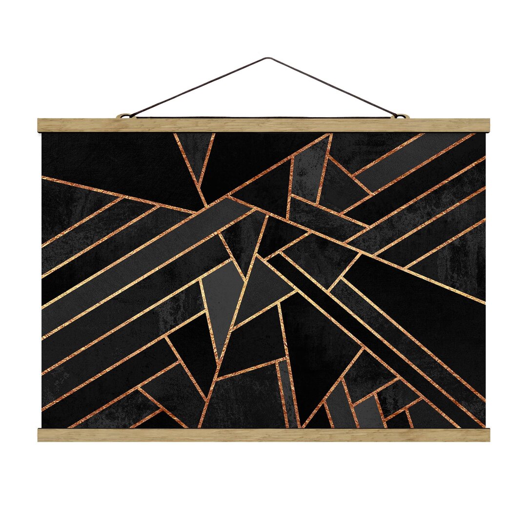 Stoffbild Black Triangles Gold von Elisabeth Fredriksson