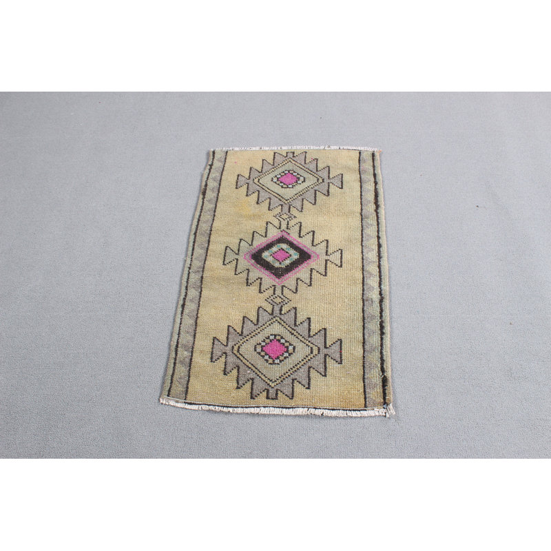 Small Green Turkish Vintage Antique Oushak Rug for Home and Entry Decor