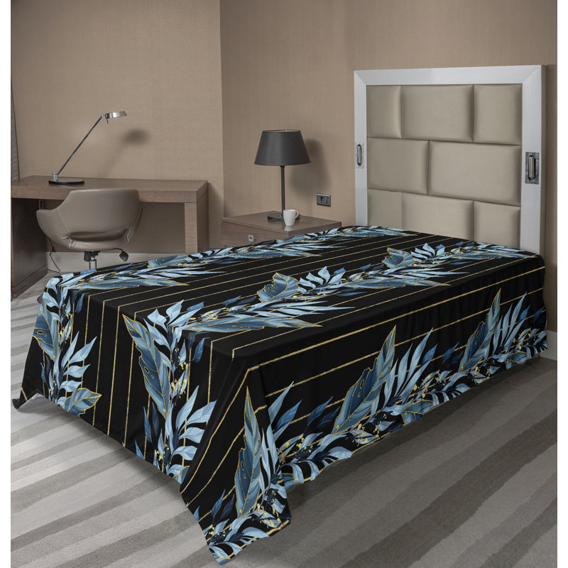 Drap plat botanique à branches bleues Ambesonne, Drap plat pour lit simple