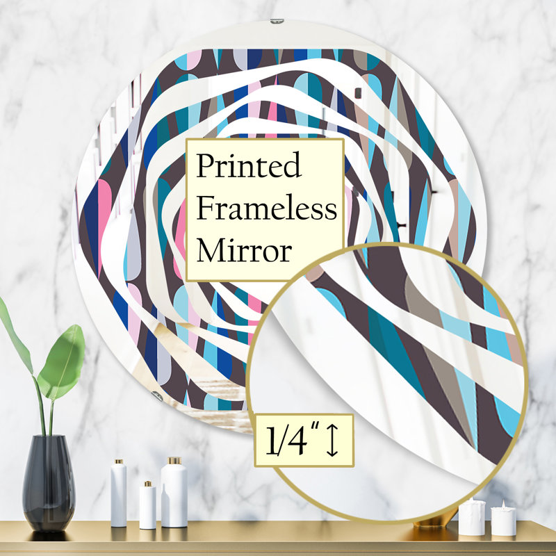 Miroir mural Whirl Coastal, H 23,6 po x l 23,6 po, Tourbillon abstrait gouttes