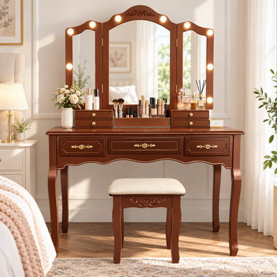 Ensemble coiffeuse et tabouret Mandi