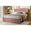 Grand lit rose avec revêtement, boutons en cristal, tête de lit à oreilles et rangement rembourré de grande taille, rangement pour utilisateur, rosé-959575159