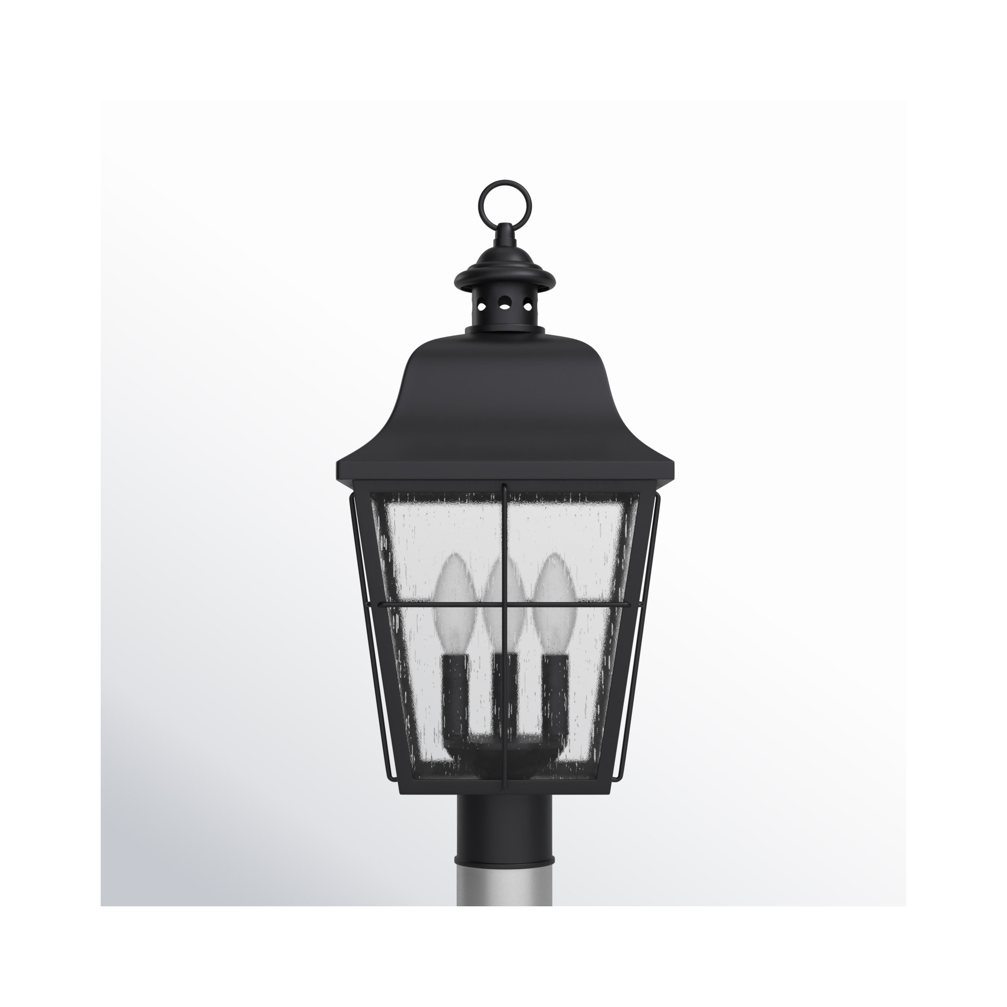 Merton Seeded Metal Outdoor Lantern Head, Mystic Black