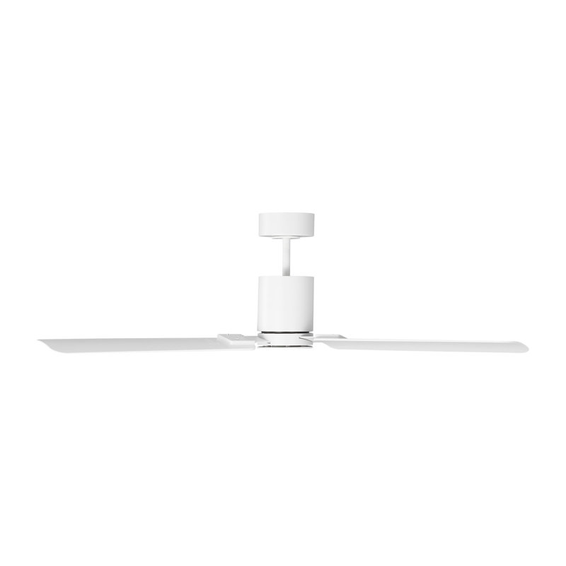 Visual Comfort Fan Cleancut Smart 54 LED Indoor Ceiling Fan with Threaded Downrod, Matte White ABS blades and Handheld Remote