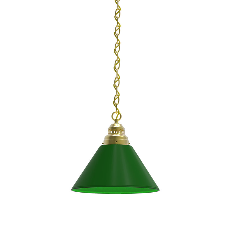 Luminaire suspendu conique 1 lumière, Laiton, Vert