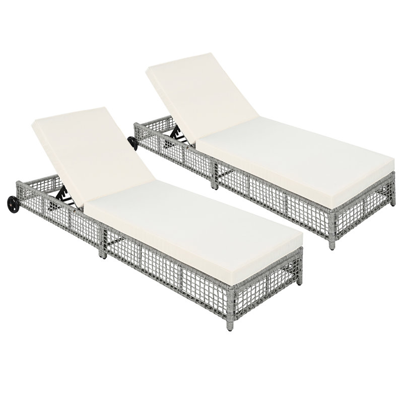 Chaise longue d'extérieur Solara avec dossier réglable à 5 positions, structure en rotin