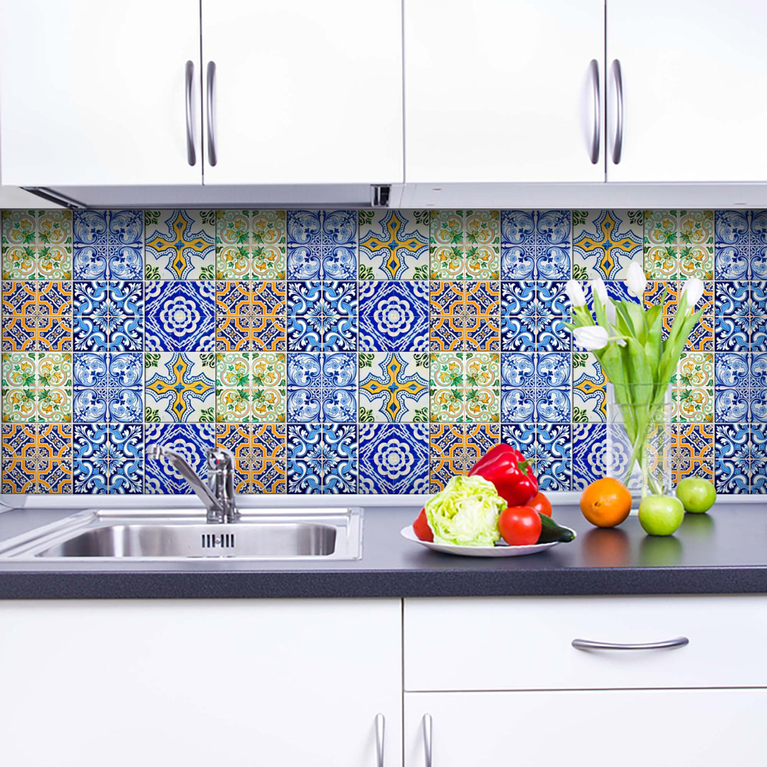 4'' W x 4'' L Vinyl Peel and Stick Field Tile (Set of 24) Mi Alma