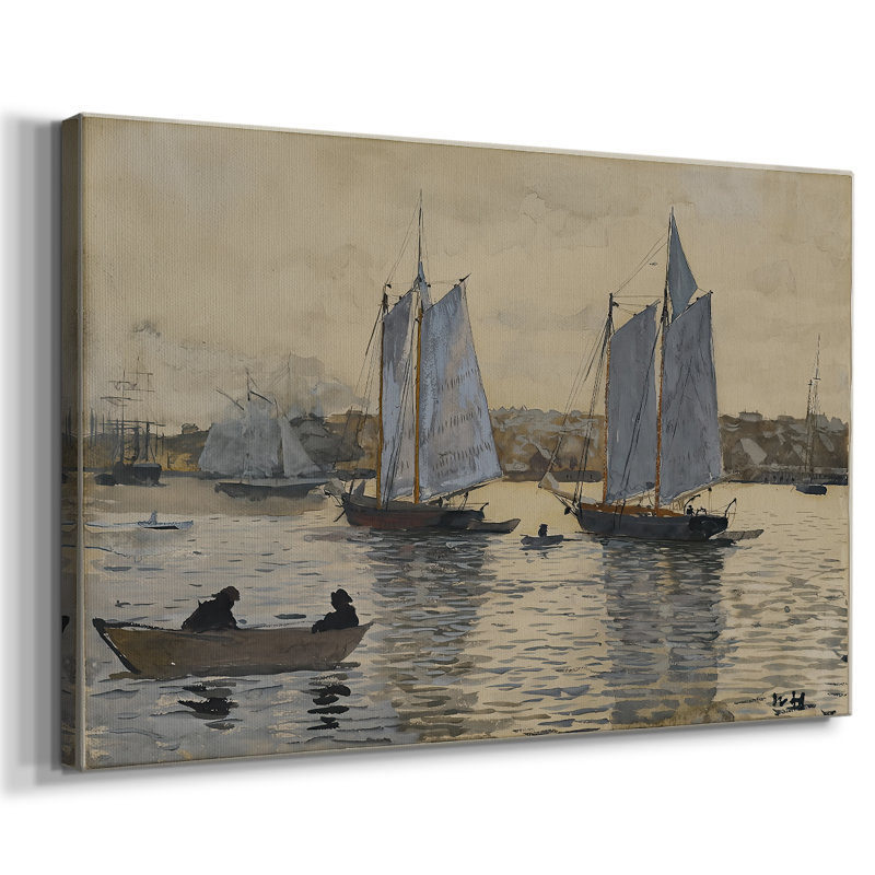 Schooners in Gloucester Harbor-Winslow Homer-Gallery Wrapped Canvas-c. 1873, 24x36