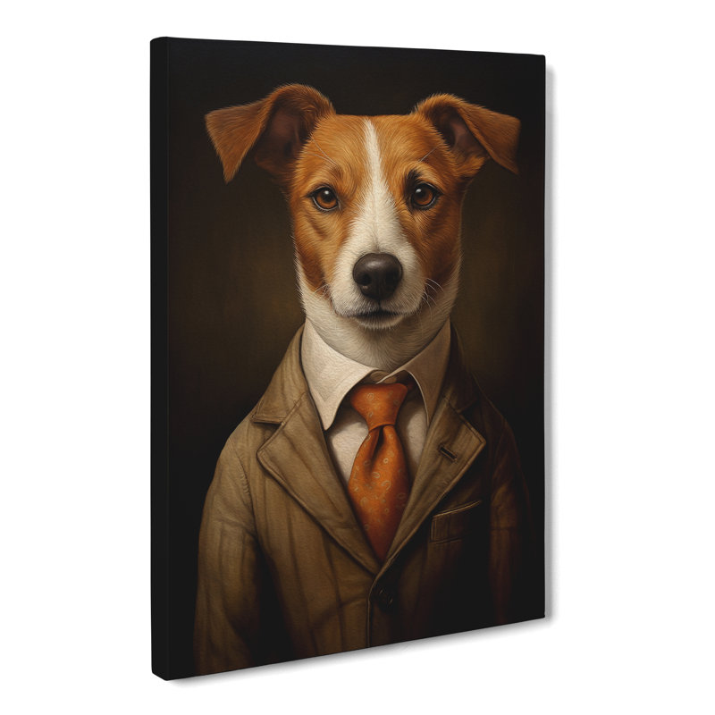 Jack Russell in a Suit Painting - Wrapped Canvas, 50cm H x 35cm W x 3cm D