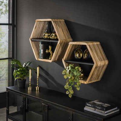 Octavian 2 Piece Hexagon Floating Shelf