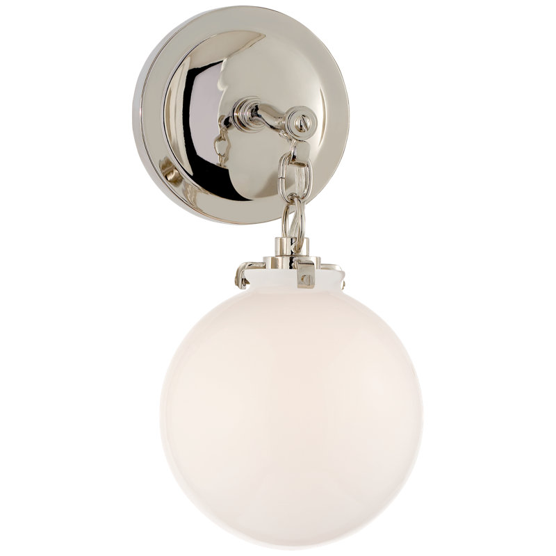 Thomas O'Brien Katie Small Globe Sconce, Polished Nickel, White 