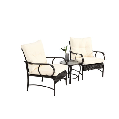 Mobilier de patio 3 pièces - conversation moderne, solide et rembourré pour un confort maximal Profitez de votre espace extérieur pour profiter pleinement de votre table basse