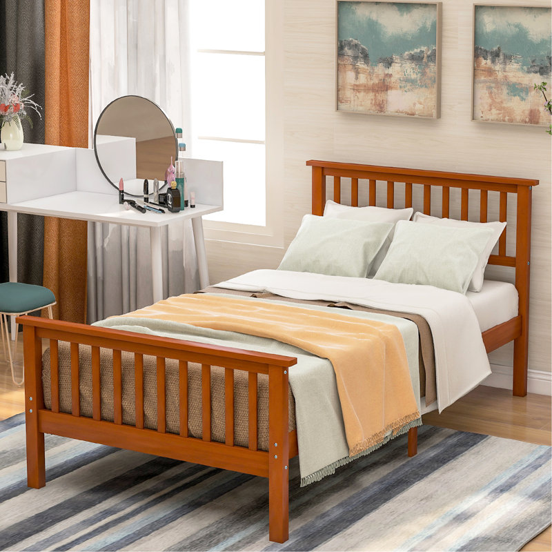 Lit plateforme en bois avec tête de lit et chêne - Offre une expérience de chambre à coucher relaxante en 100% pin pour un sommeil réparateur