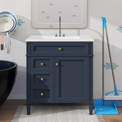 Meuble-lavabo contemporain de 30 po avec 2 tiroirs et 1 tiroir basculant
