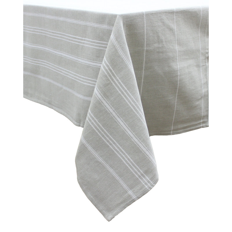 Cannady Striped 100% Cotton Tablecloth, Beige, 108" L x 60" W