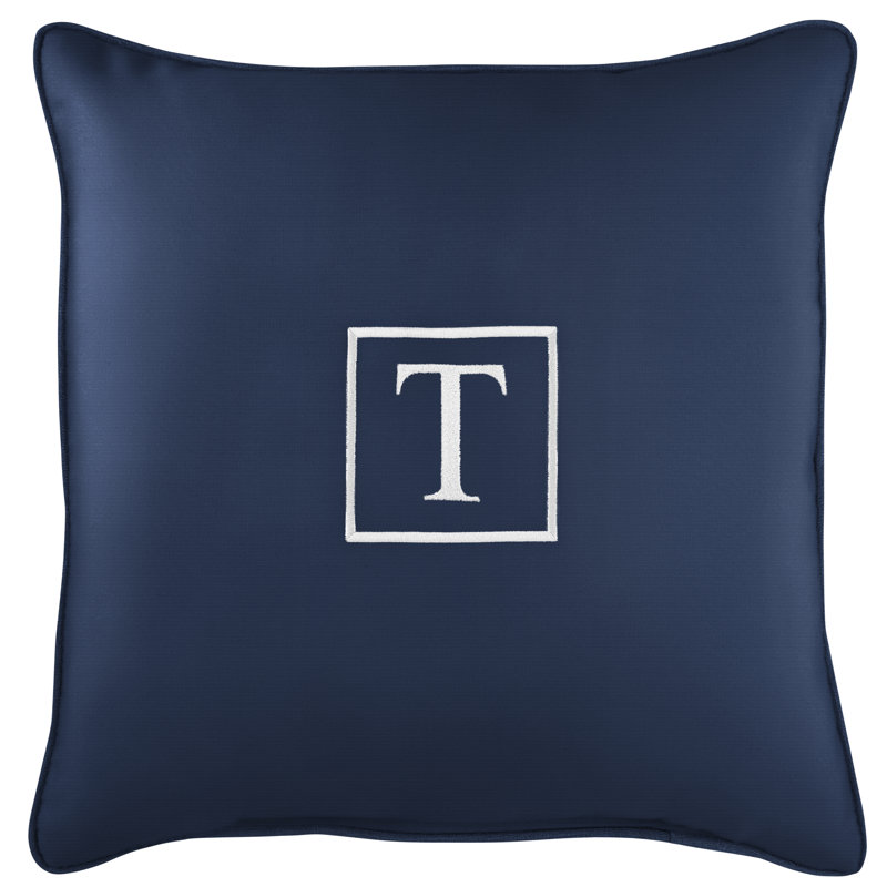 Kettil Embroidered Sunbrella® Outdoor Throw Pillow, Canvas Navy Sunbrella® Canvas, T