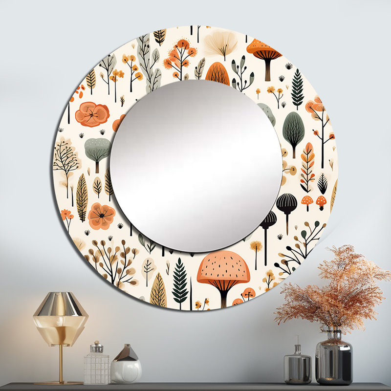 Décoration murale orange et grise Scerene Woodland - miroir rond bohémien et éclectique_MTMIR131327, 29 po x 29 po
