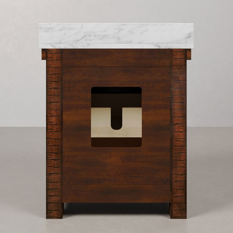Jessen 30'' W Single Vanity, Carrara White, Rostic Sienna