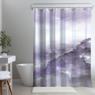 Nebula Contemporary Purple – Bedroom Home – Polyester Shower Curtain, Dye Sublimation Print, 71" W × 74" L