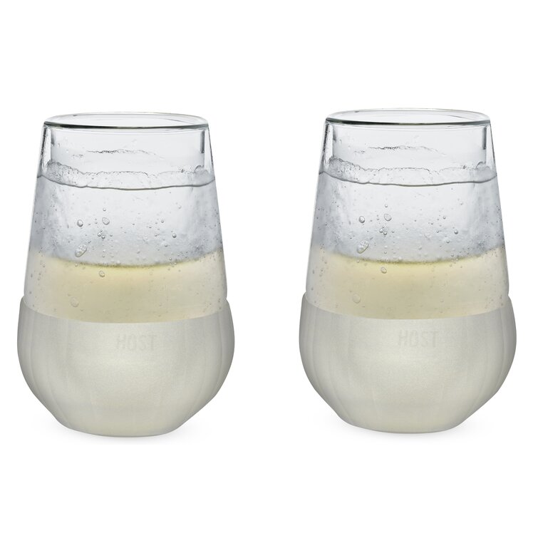 Host Freeze Insulated Martini Cocktail Glasses, Chiller Double Wall  Stemless Cocktail Glass, Set of 2, Clear, 9 oz