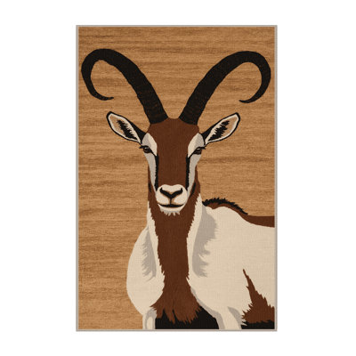 Washable Addax Wildlife Area Rug