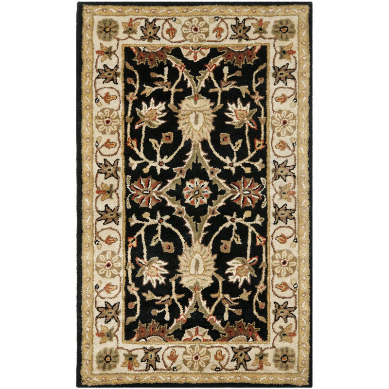Tapis oriental beige / brun / noir en laine / coton / latex touffeté à la main Dunbar, Rectangle 3 pi x 5 pi