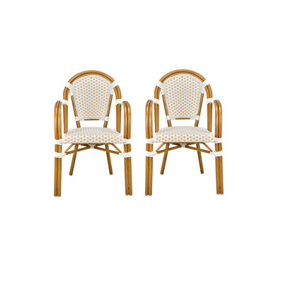 Ensemble de chaises de patio blanc et beige avec accoudoirs blanc et beige par Chivari