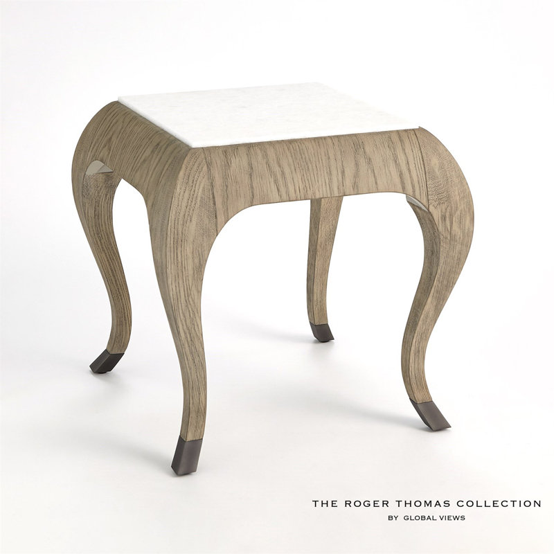 Paris Marble End Table, Grey Sandblasted Oak, White