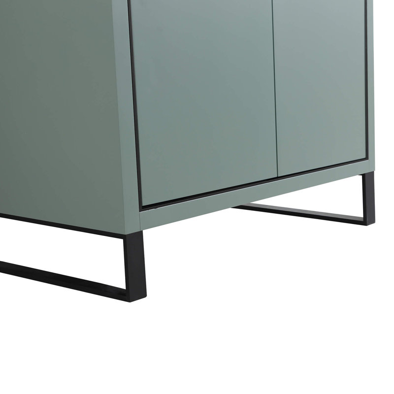 Ensemble de meuble-lavabo simple autoportant 30 po avec plateau en pierre Gesa, Vert menthe, Noir mat