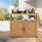 Wooden Patio Bar Table With Storage, Kitchen Island And Buffet Sideboard For Indoor & Outdoor-1581404909