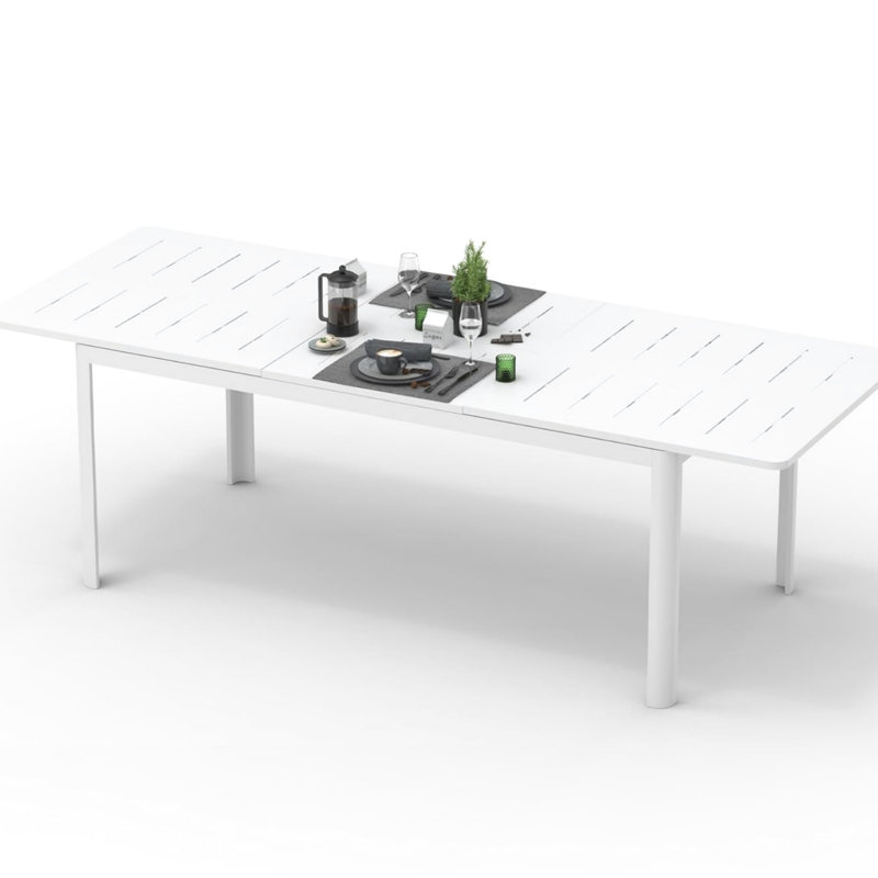 Expandable Metal Aluminum Patio Table In White, Rectangular For 6-8 Persons, , Easy To Assemble And Clean Smoothly - White People, Enhances Appeal