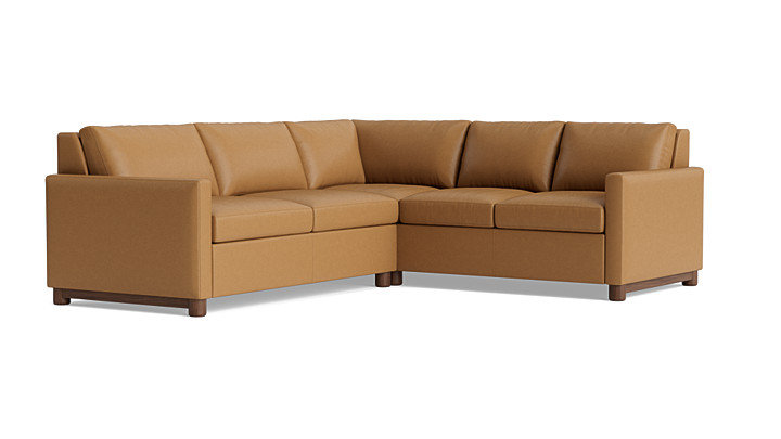 Reve Leather Sleeper Sectional (112" x 95"), Corner On Right, Leather - Butterscotch
