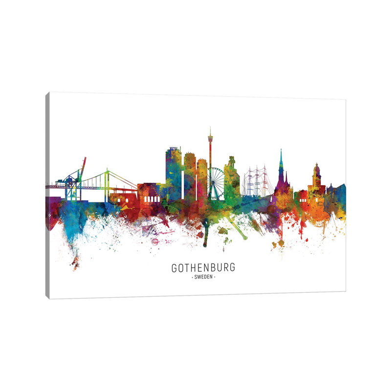 «Gothenburg Suède Skyline» par Michael Tompsett, impression sur toile tendue, H 26 po x l 40 po x 1,5 po