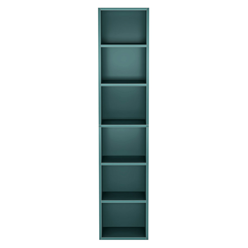 Bibliothèque en coin 70,9 po à 6 niveaux étroits pour salon, bureau, chambre à coucher, Bleu