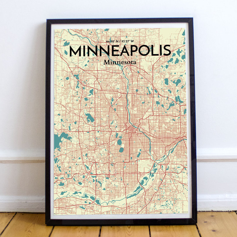 Minneapolis City Map - No Frame Print, 50.8cm H x 40.6cm W x 0.13cm D