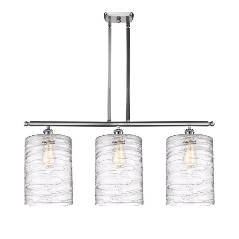 Luminaire suspendu tambour 3 lumières Dublin, Tourbillon déco, Nickel satiné brossé