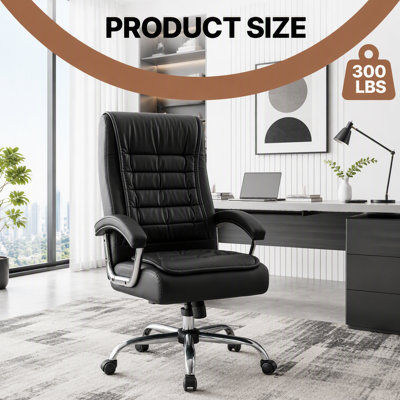 Fauteuil de direction en cuir synthétique à haut dossier avec coussin de siège