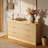 Japandi 55'' 6-Drawer Chest Of Drawers, Modern Ribbed Bedroom Dresser With Wavy Slat Detail And Gold Pulls, Natural Oak Media Console-1659080428
