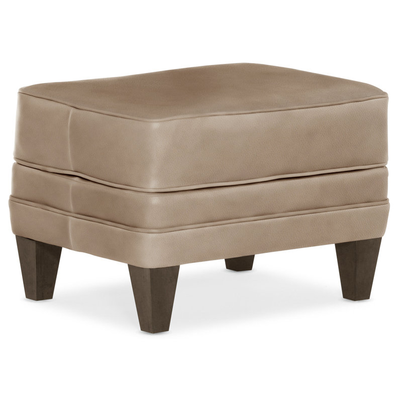 Willow Ottoman, Cobblestone, Anilina Cacao Genuine Leather