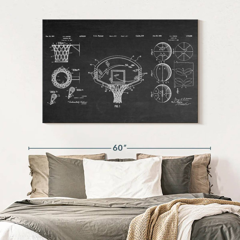 Basketball Patents, reproduction sur toile, L 34 po x H 51 po